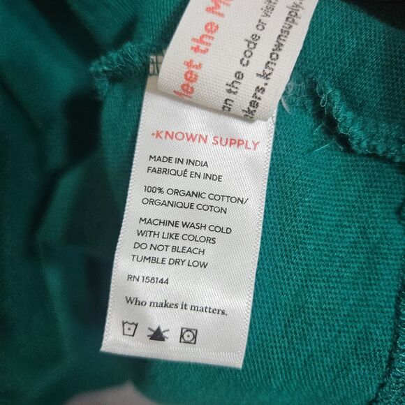 New Known Supply Organic Cotton Kelly Green Babydoll Boxy Top SZ Large Lagenlook - Picture 6 of 7